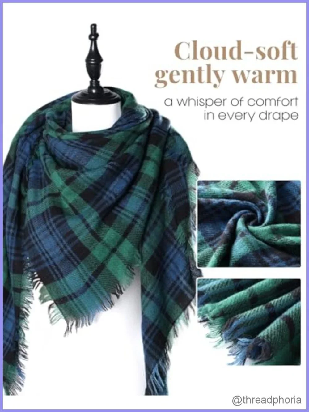 Plaid Soft Shawl Wrap Scarf Women Winter Lightweight Oversized 55x55